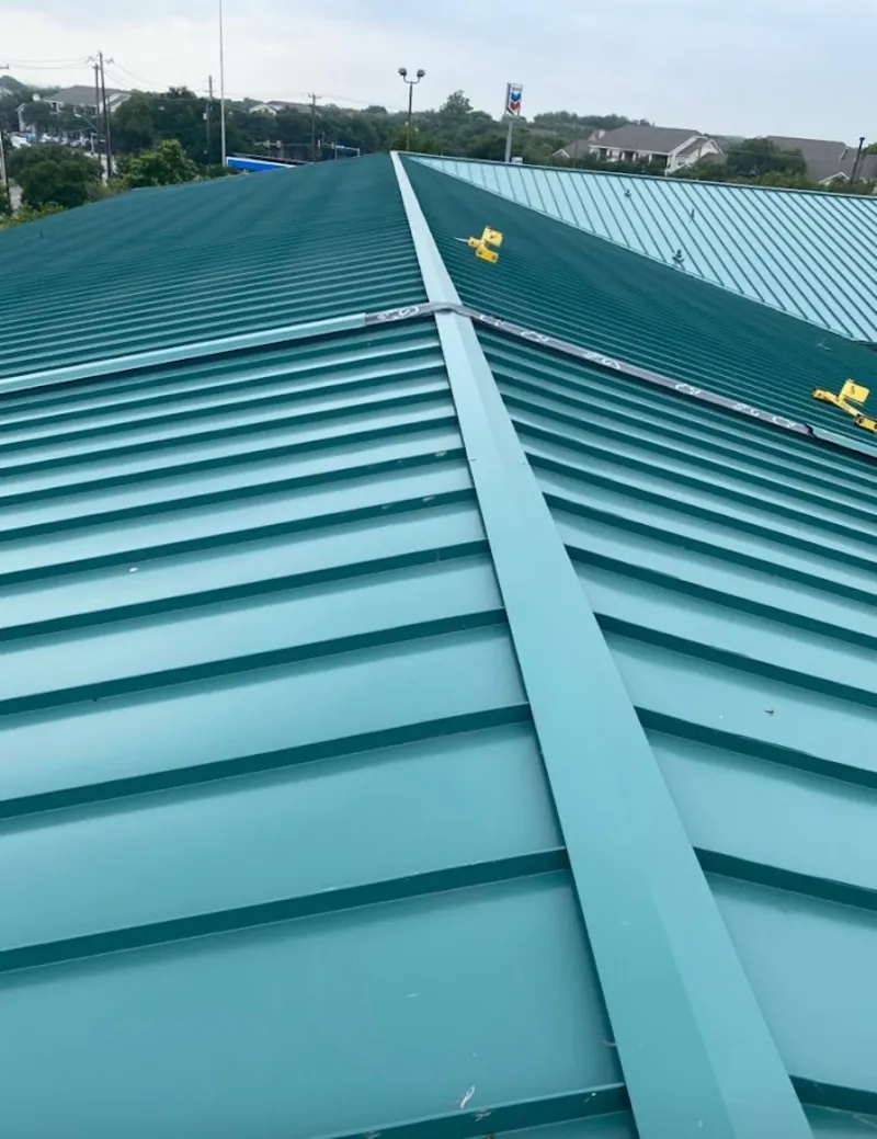 Green commercial metal roof ridge and valley for Metal Roof Repair in University Place
